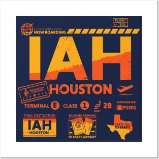 Vintage Houston IAH Airport Code Travel Day Retro Travel Tag Posters and Art